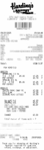 Grocery receipt for shopping on 28 September 2025